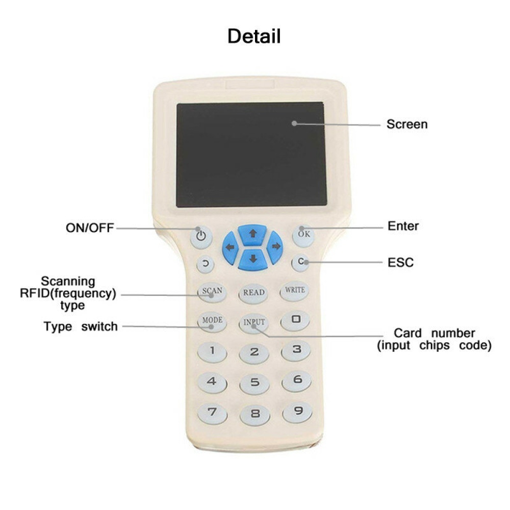 10 Frequency RFID Copier ID IC Reader Writer Copy with 30pcs 13.56MHz 125KHz Key Fob HID UID Card - Image 2