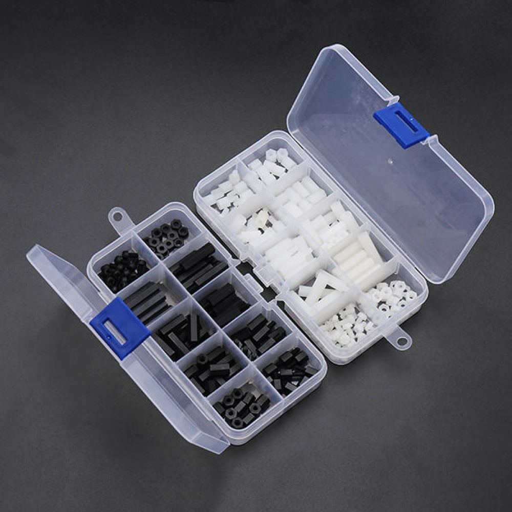 Suleve M3NH7 120Pcs M3 Nylon Screw Black/White Hex Screw Nut PCB Standoff Spacer Assortment Kit - White - Image 2