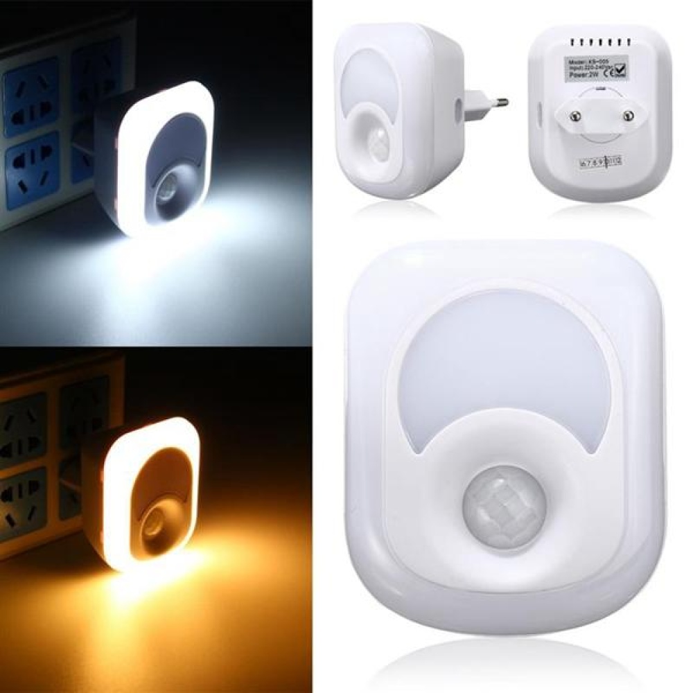 2W 23 LED Light-controlled & PIR Sensor Night Light Plug-in Hallway Bedroom Home Emergency Lamp - White US Plug - Image 2