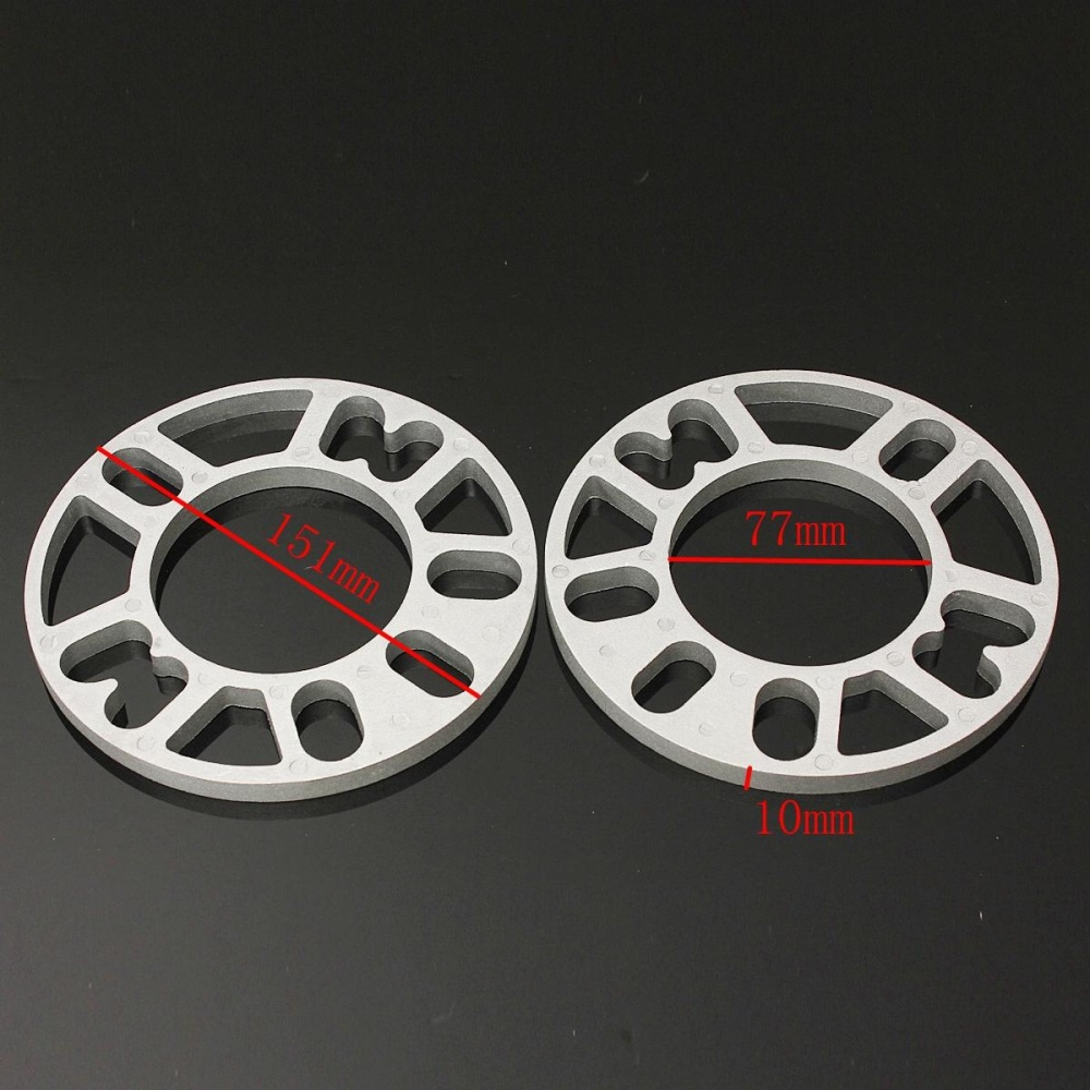 2pcs Universal 10MM Alloy Aluminum Wheel Spacers Shims Plate 4 / 5 Stud Fit - Image 2