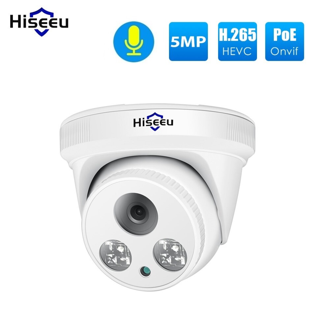 Hiseeu HC615-P-3.6 5MP 1920P POE IP Camera H.265 Audio Dome Camera ONVIF Motion Detections For PoE NVR App View