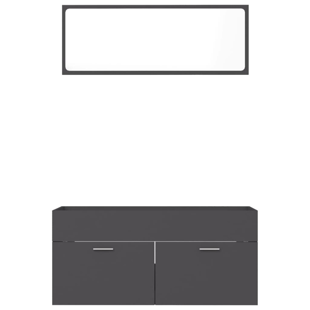 2 Piece Bathroom Furniture Set Gray Chipboard - Image 2