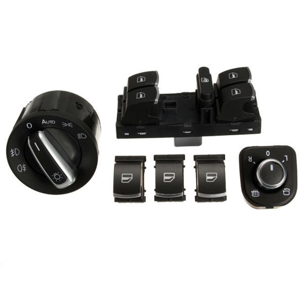 6PCS Chrome Window Headlight Mirror Switch Set for VW Passat B6 CC Golf Jetta - Image 2