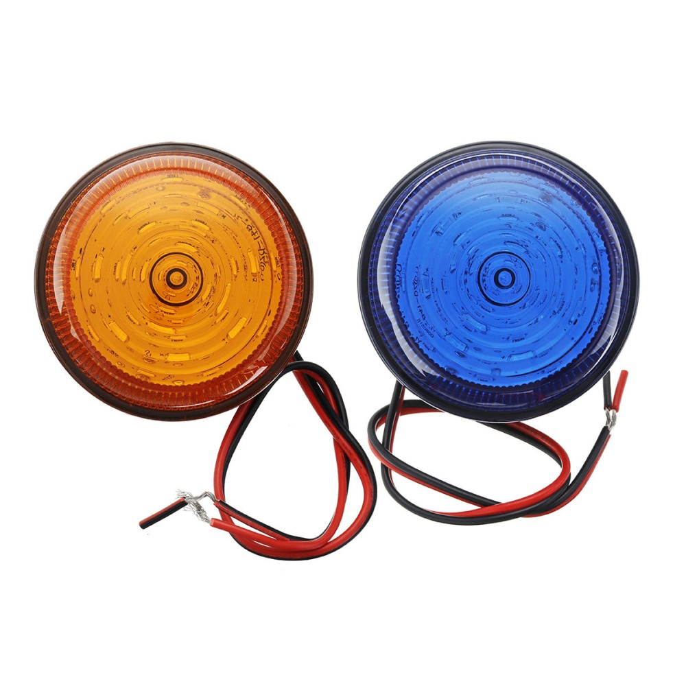 Round 20 LED Strobe Lights Emergency Warning Flashing Beacon Lamp Blue/Yellow DC 10-110V for Truck Tractor Agricultural Vehicle - Blue - Image 2