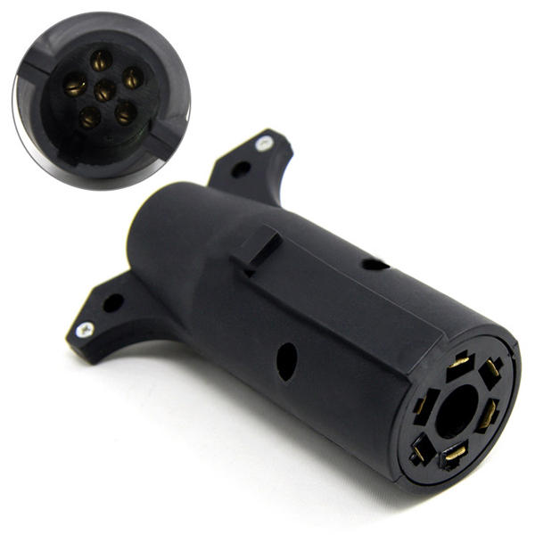 Tirol T21850 USA 7 Pin Flat to 6 Pin Round Trailer Adapter Light Wiring Plug Connector 12V - Image 2