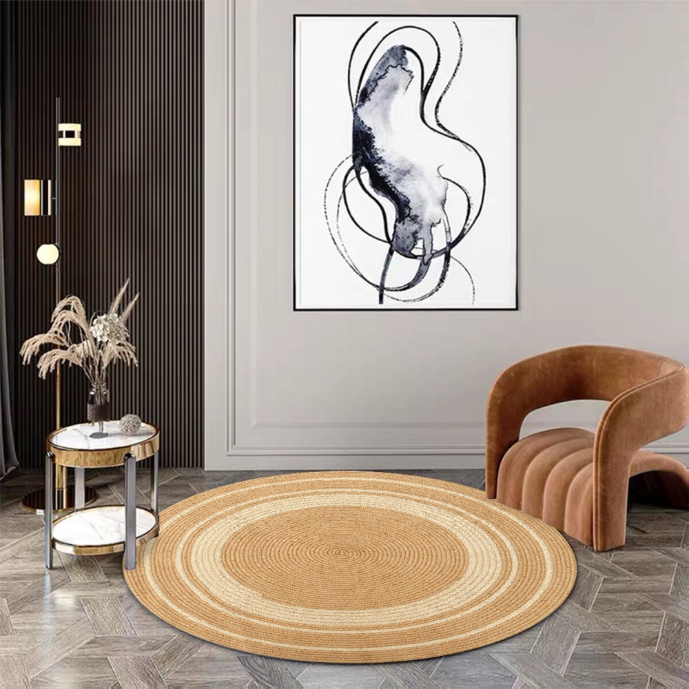 Living Room Coffee Table Tea Room Hand-woven Sisal Carpet Japanese-style Scrubbing Round Mat For Bedroom - 60 x 60cm