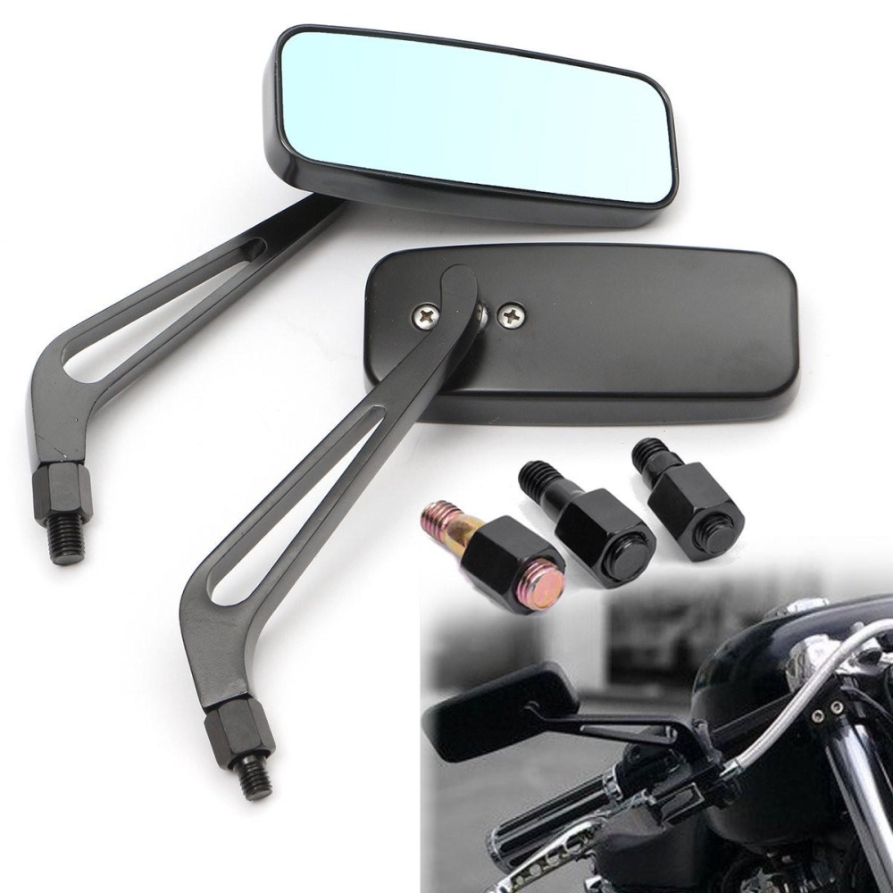 8mm 10mm Aluminum Motorcycle Rectangle Rear View Side Mirror Universal - Image 2