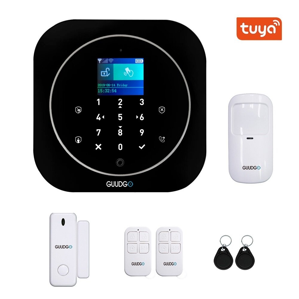 GUUDGO Tuya APP Smart WiFi GSM Home Security Alarm System Detector Alarm 433MHz Compatible With Alexa Google Home IFTTT - Black Full Set - Image 2