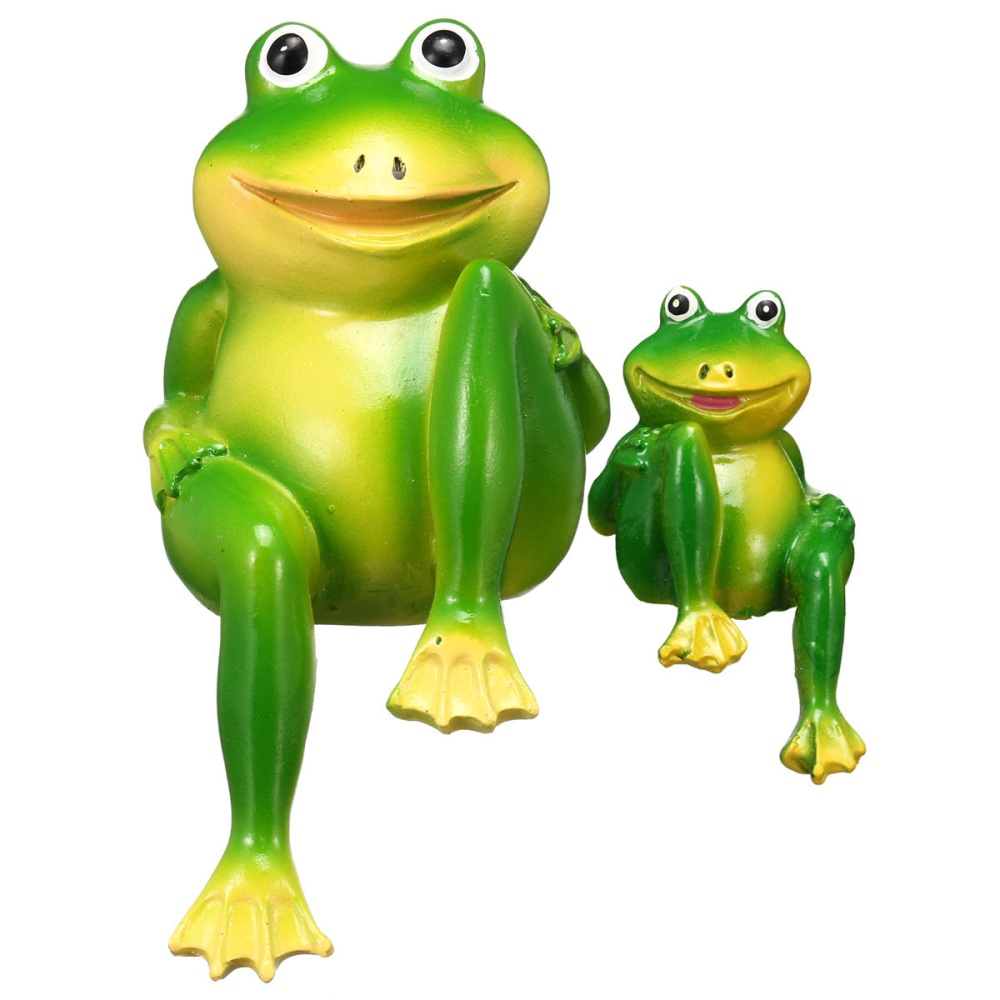 Resin Sitting Frogs Statue Outdoor Frog Sculpture Garden Decorations Ornaments - Small - Image 2