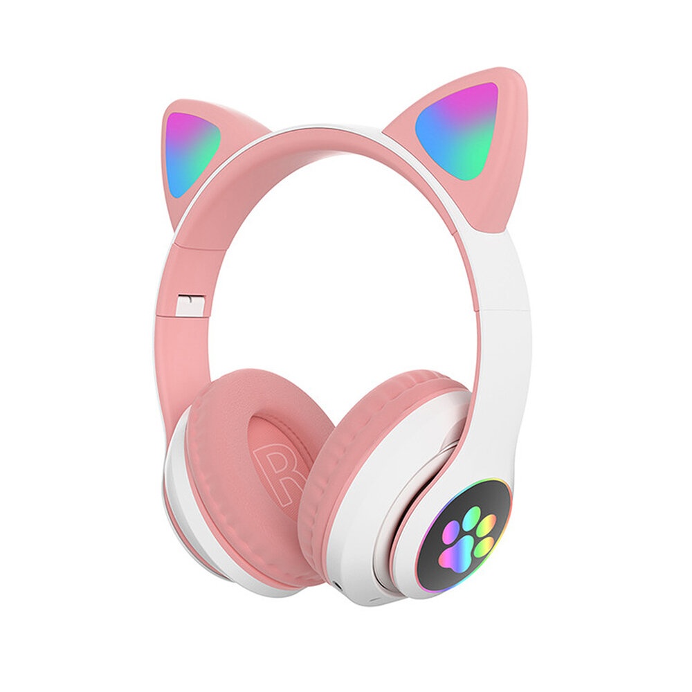 Bakeey STN-28 Wireless bluetooth Headphones Cute Kids Headset HIFI Bass FM Radio TF Card AUX-In RGB Luminous Foldable Cute Cat Ear Headset with Mic - - Image 2