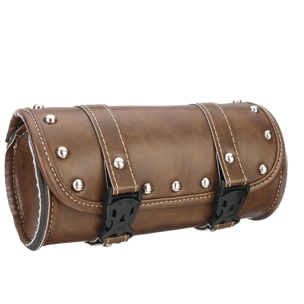 Leather Motorcycle Front Fork Tool bag For Harley/Softail/Sportster/Dyna Brown - Image 2