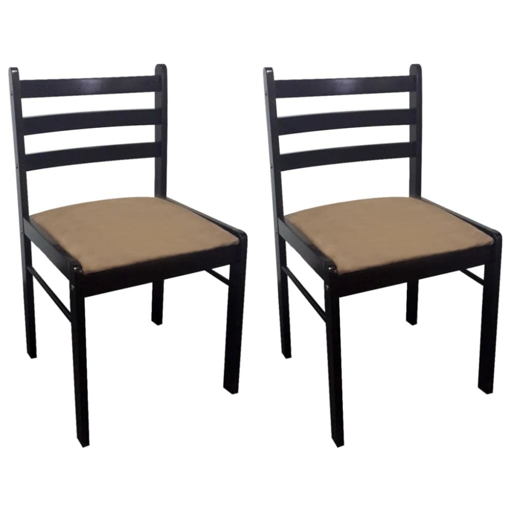 Dining room chairs 2 pcs solid rubberwood and velvet brown - Image 2