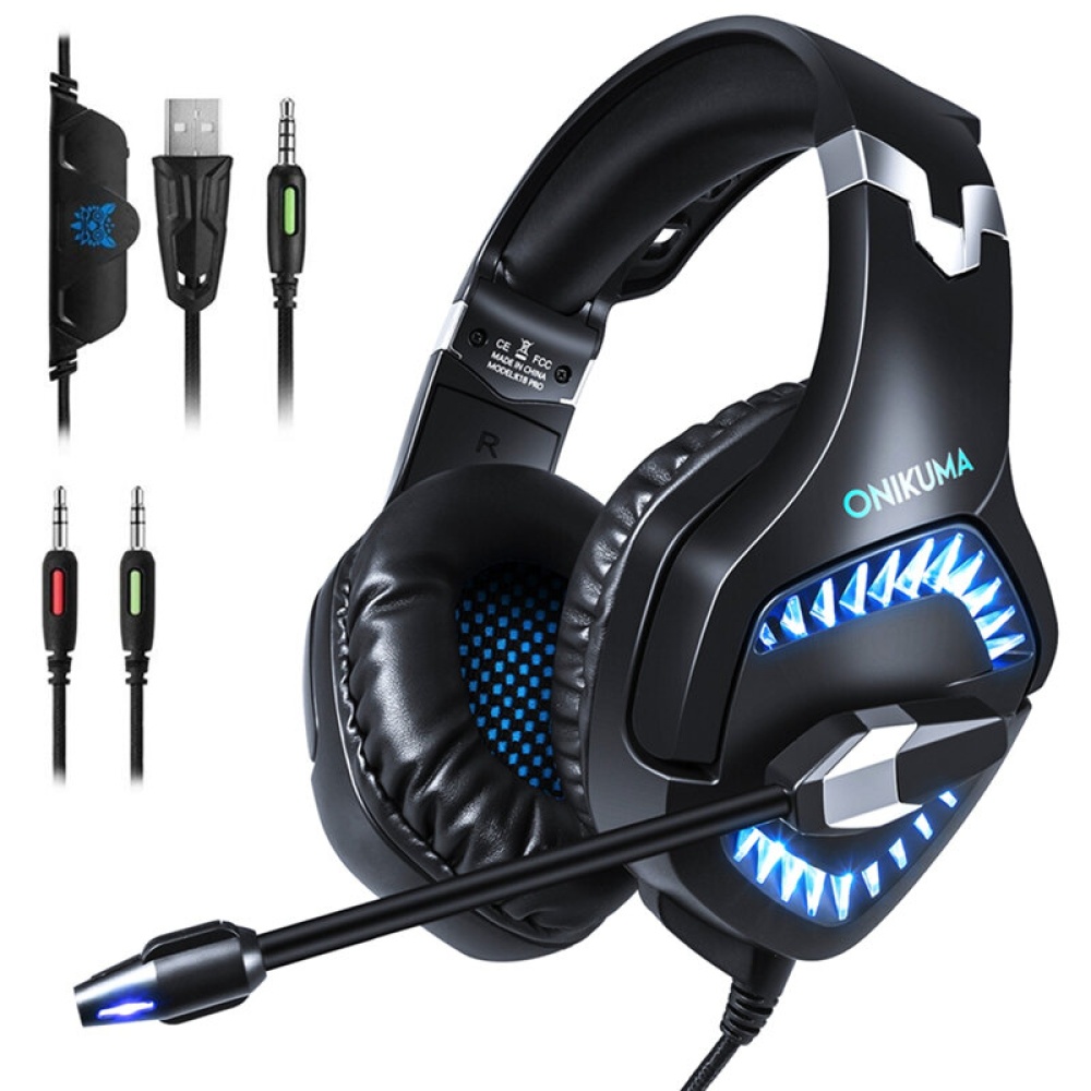 ONIKUMA K1 Pro casque de jeu PS4 casque basse 3D Surround stereo Gamer casque avec micro pour PS4 telephone portable Xbox - Noir Bleu
