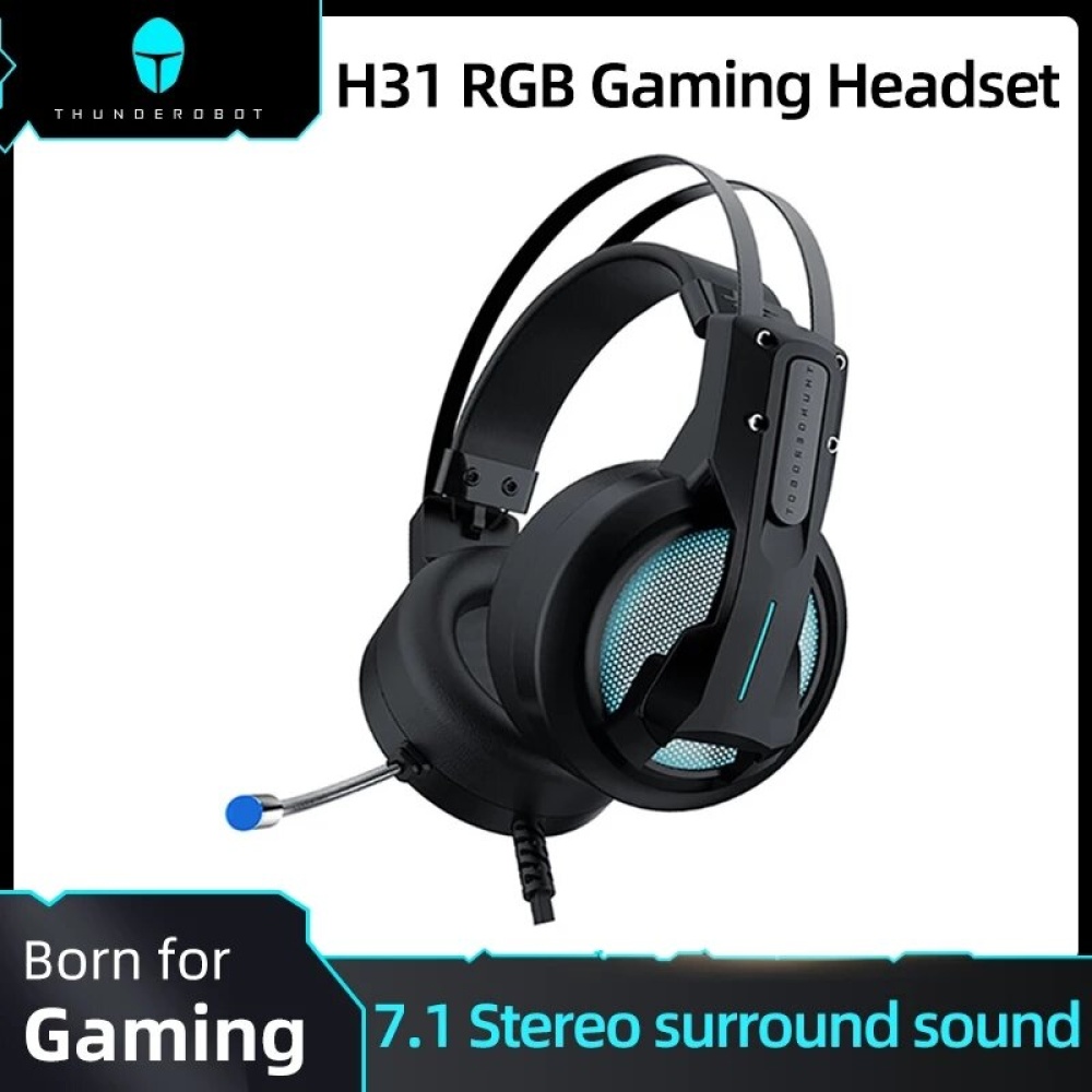 ThundeRobot H31 Gaming Headphone USB Wired 7.1 Virtual Stereo RGB Headset Headphone with Microphone for Laptop Computer PC Gamer - Black - Image 2