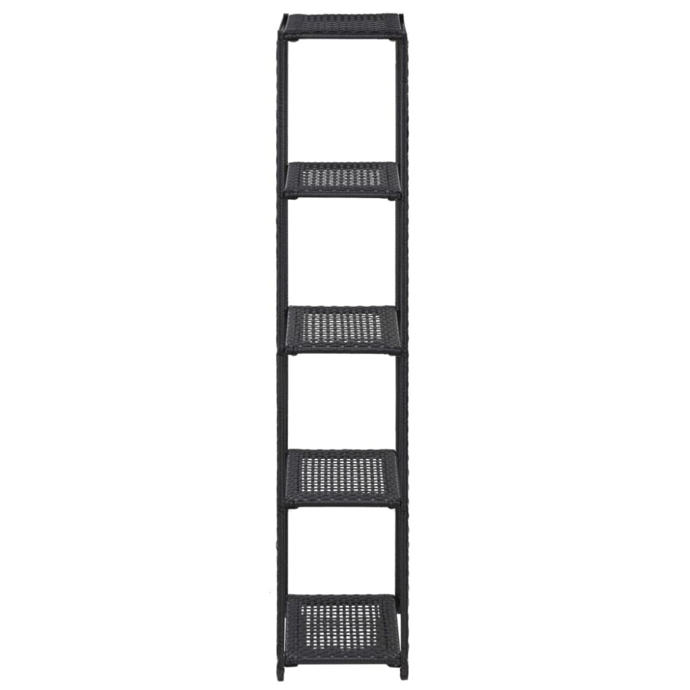 Storage Shelf Black 11.8"x11.8"x59.1" Poly Rattan - Image 2