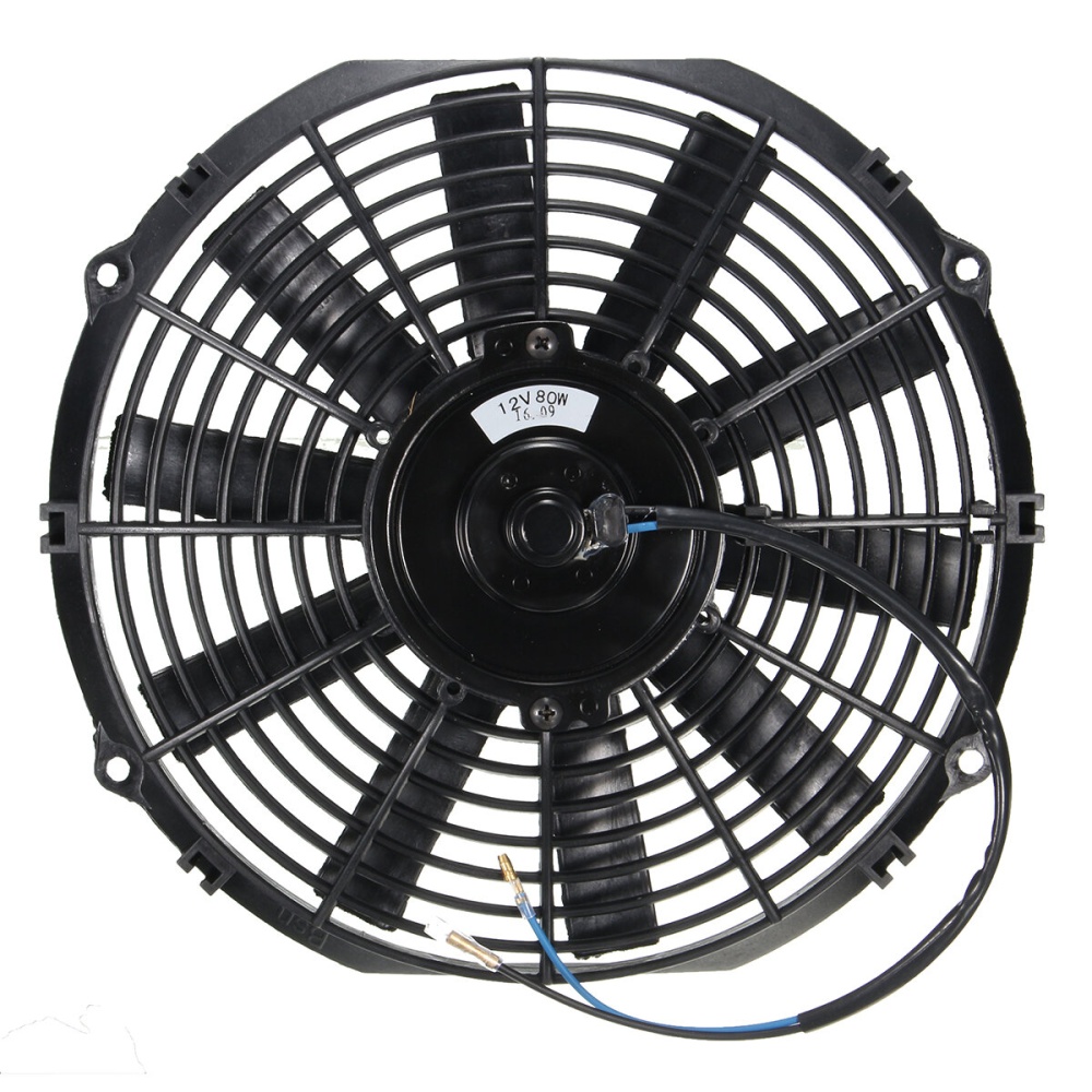 Universal 12V 80W Electric Cooling Radiator Fan Pull Push Straight Black Blade - 8