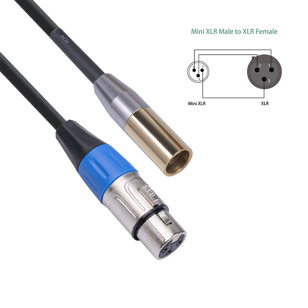 REXLIS Mini XLR 3 Pin Male to 3 Pin Female Audio Cable Double Shielded Microphone Cable 0.3/ 1/ 2/ 3m - 0.3M - Image 2