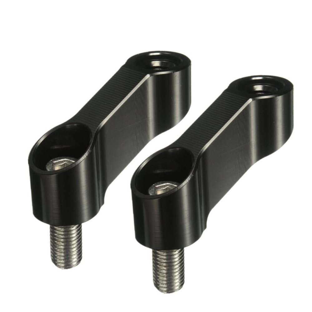 M10 10mm CNC Motorcycle Handlebar Mount Mirror Riser Extender Adaptor Adapter - Black