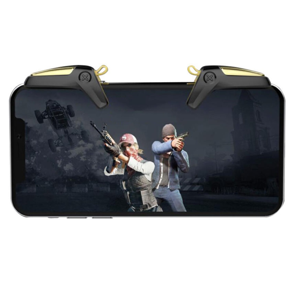 Bakeey N1 Manette de jeu mobile universelle haute sensibilite pour PUBG Mobile Gaming Trigger Fire Button Cle de visee L1 R1 Shooter Controller pour iPhone Android - noir jaune