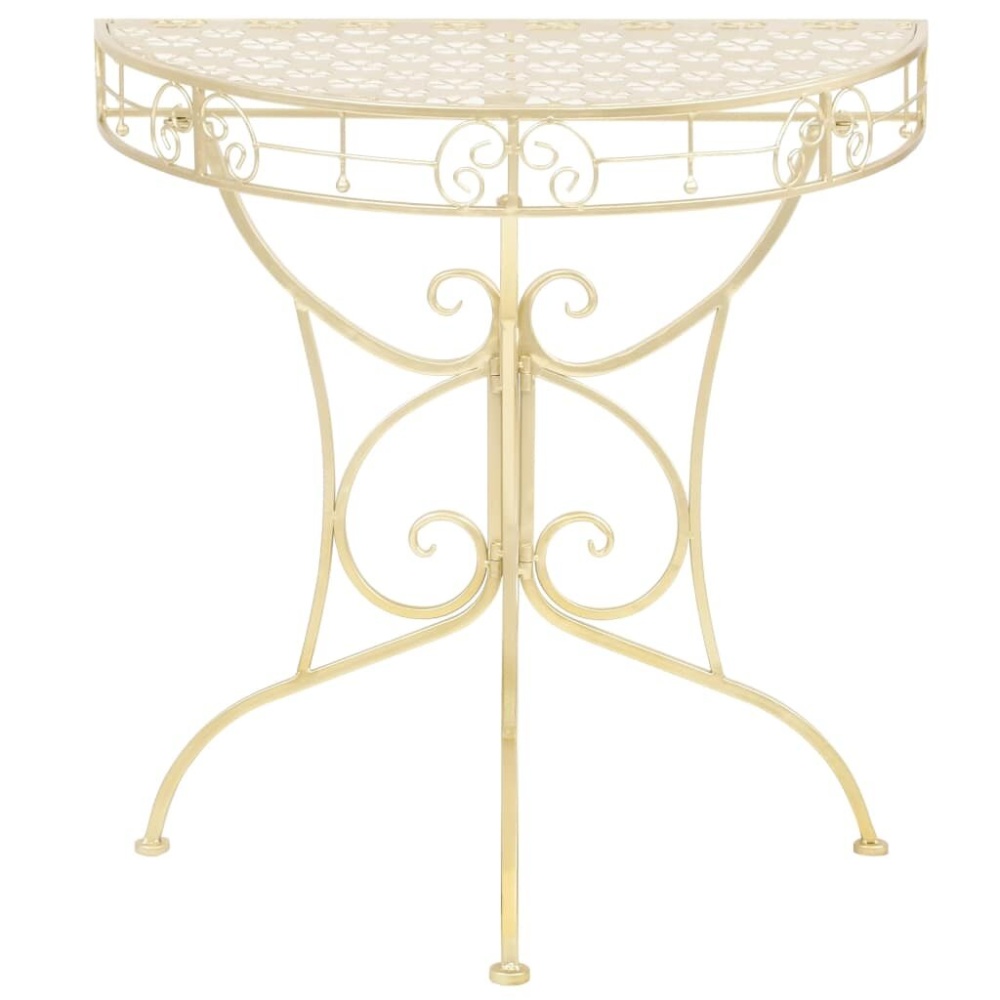 Side table vintage style half round 72x36x74 cm metal gold - Image 2