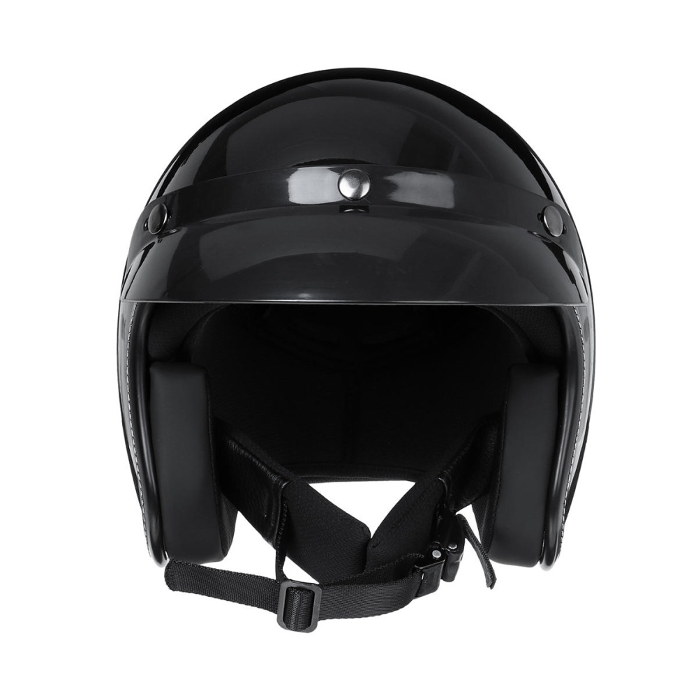 Vintage Motorcycle Helmet 3/4 with Visor Lens Half Face Scooter Safety - M Matt Black - Image 2