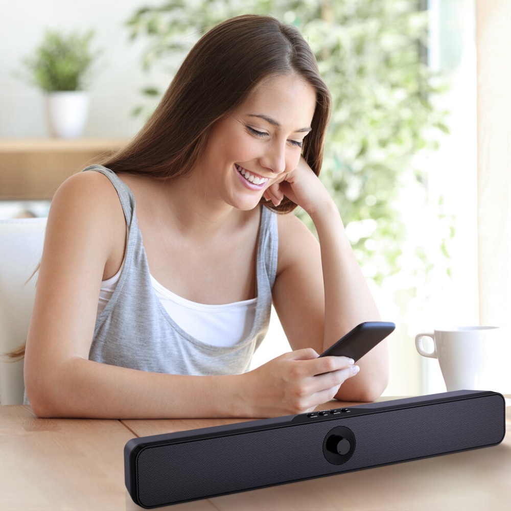 DOSS 1388 Mini Sound Bar Wireless bluetooth 5.0 Computer Speaker Subwoofer Stereo 8W x2 Soundbar Powerful and Clear Loudspeaker Speakers - Black