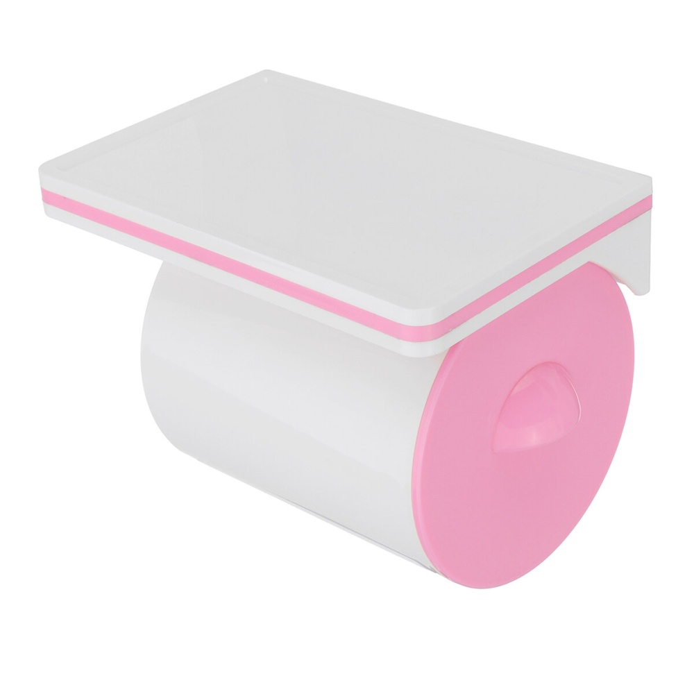 Bathroom Accessory Wall Mounted Toilet Roll Tissue Paper Shelf Holder Tissue Holder - Pink - Image 2