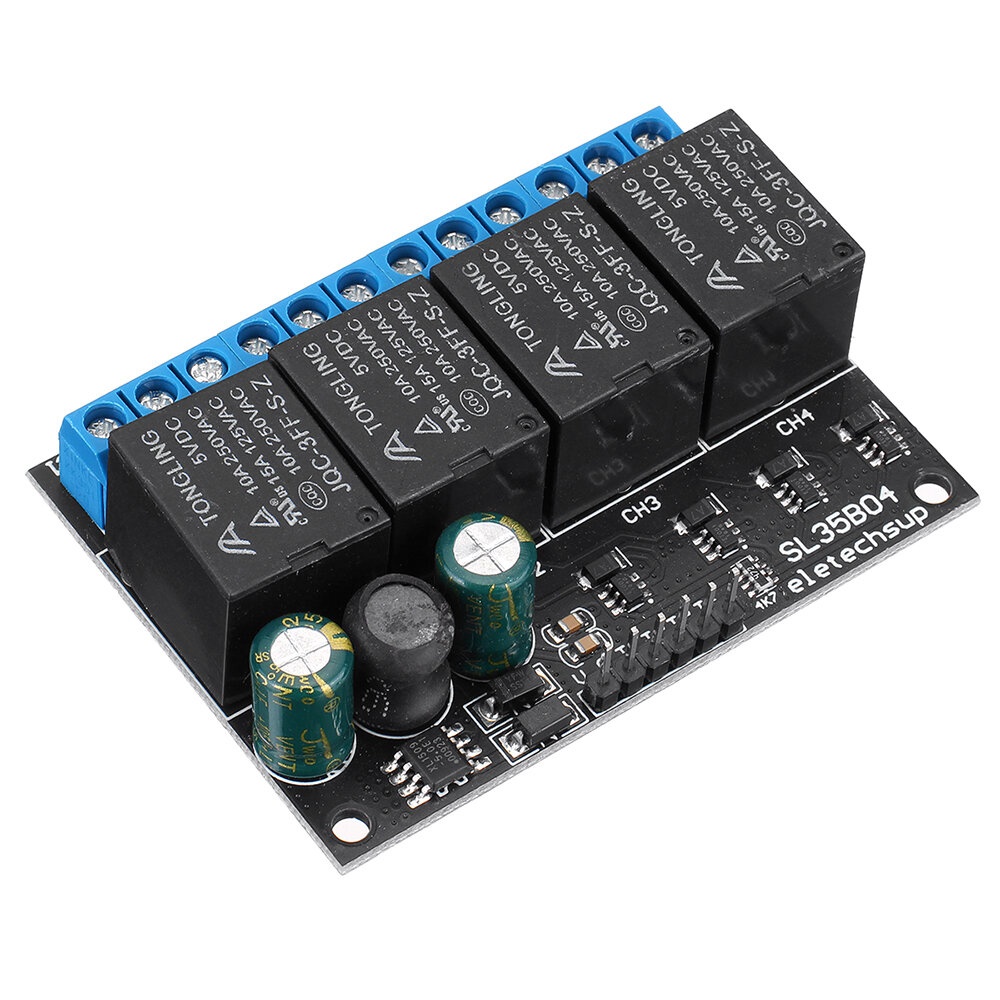 4 Channel 12V Bistable Self-locking Relay Module Button MCU Low-level Control Switch Board - Image 2