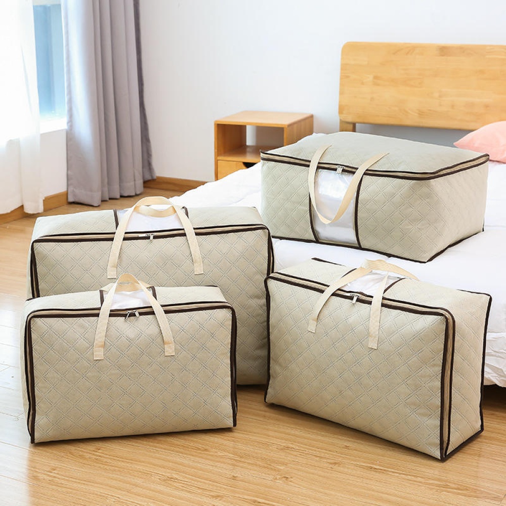 Non-Woven Quilts Storage Bag Moving Package Duffel Bag Moisture-Proof Clothing Bag - S Gray - Image 2