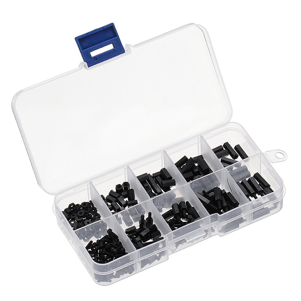 Suleve M2NH4 M2 Nylon Screw Black Hex Screw Nut Nylon PCB Standoff Assortment Kit 300Pcs - Image 2