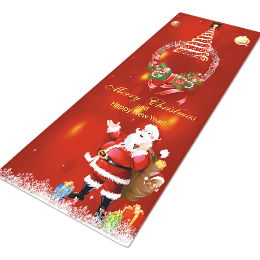 3D  Santa Claus Anti-slip Kitchen Room Floor Mat Flannel Carpet Rug - 60cm*180cm - Image 2