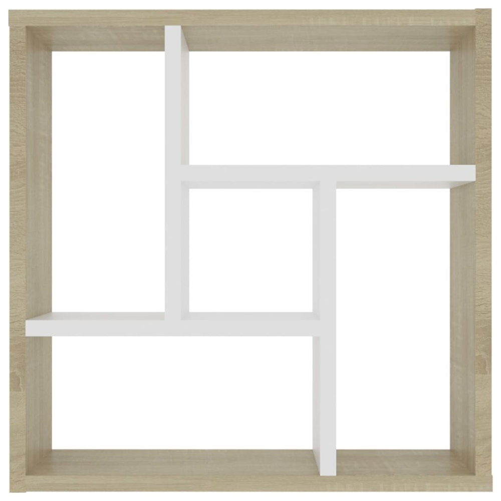 Wall Shelf White and Sonoma Oak 17.8"x6.3"x7.8" Chipboard - Image 2