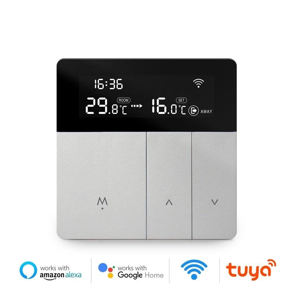 Heatcold TH213 Smart Thermostat Sliver Electric Heating Temperature Controller APP Real Time Remote Control LCD Touch Display Screen Works With Alexa