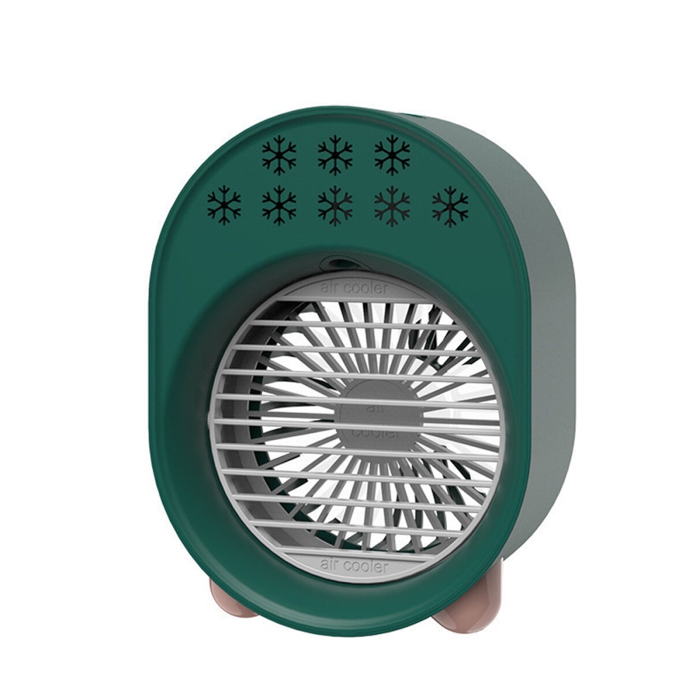 USB Portable Mini Fan Air Conditioner Cooling Noiseless 3 Speed with Night Light For Home Office Desk - Green - Image 2