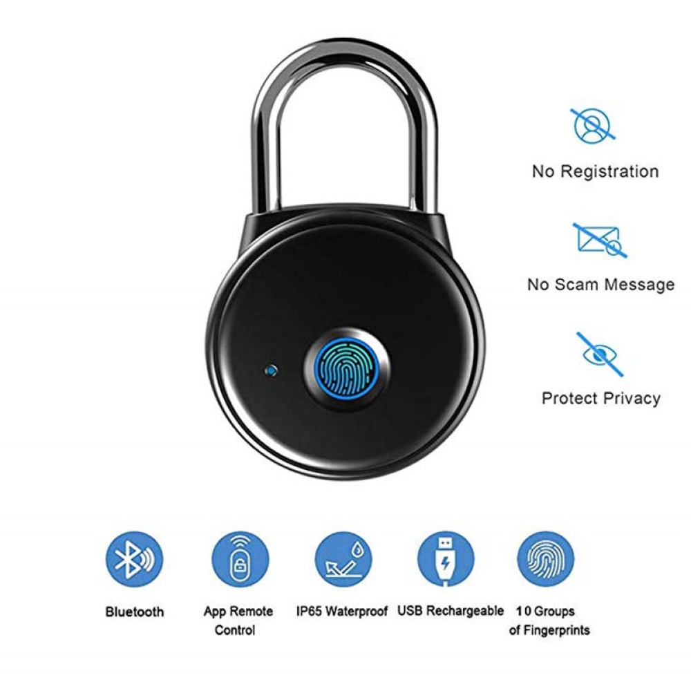 Intelligent Bluetooth Fingerprint Padlock Electronic Lock Travel Luggage Smart Anti-theft Lock - Image 2