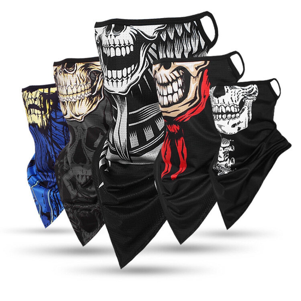 Ear Hanging Skull Face Mask Dustproof Triangle Scarf Ice Silk Breathable Outdoor CS Game Windproof Riding Sunscreen Headgear - #1 - Image 2