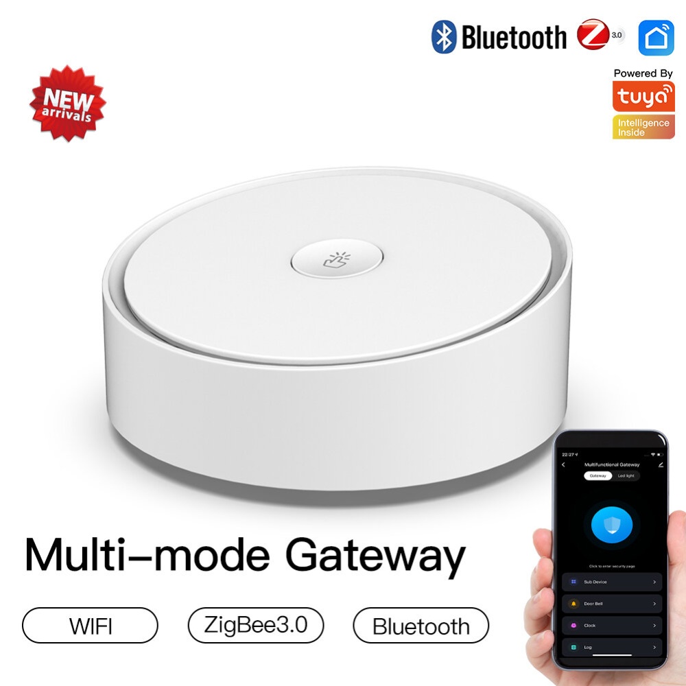 MoesHouse Upgrade WIFI Tuya ZB Multi-mode Smart Gateway Clock Alarm WiFi Bluetooth Mesh Hub Work with Tuya Smart App Voice Control via Alexa Google H