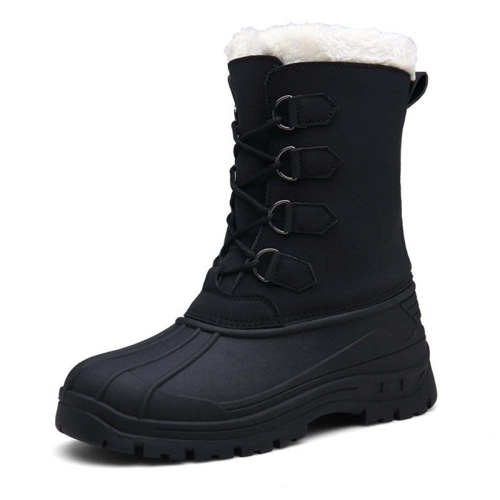 Men's Winter Snow Fashion Boots Shoes Casual Lace Up Soft Warm Increased - 47 Dark Gray - Image 2