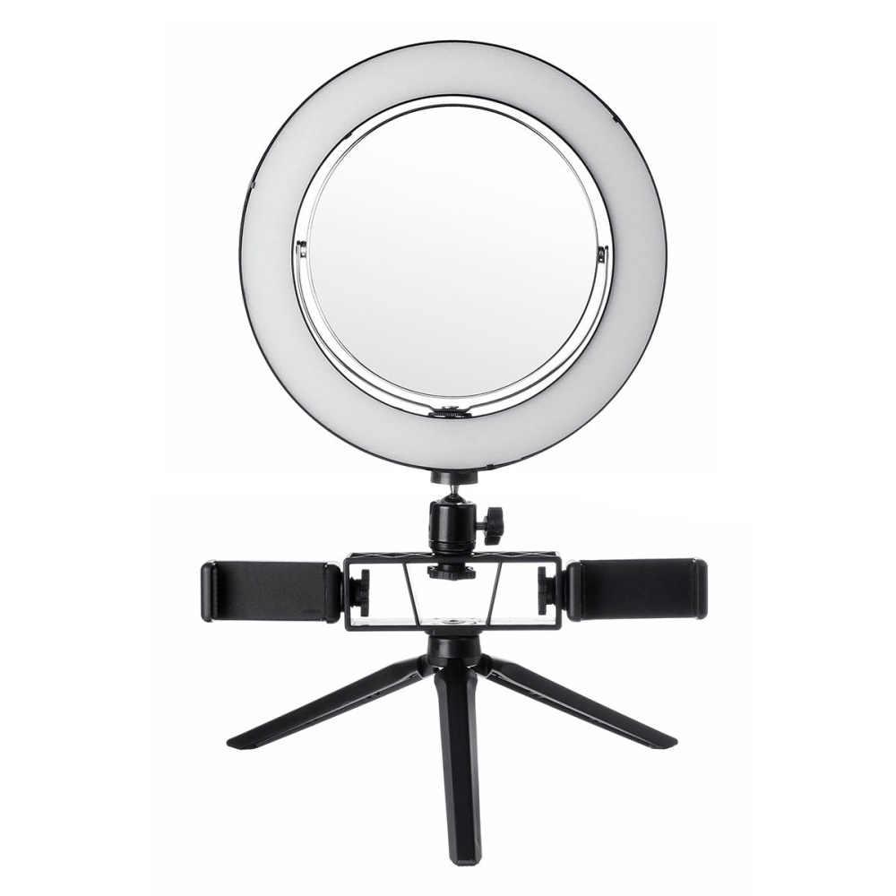 8.7/12.6 Inch LED Dimmable Video Ring Light Tripod Stand with Mirror 2 Phone Clip for Youtube Tik Tok Makeup Live Streaming - A - Image 2