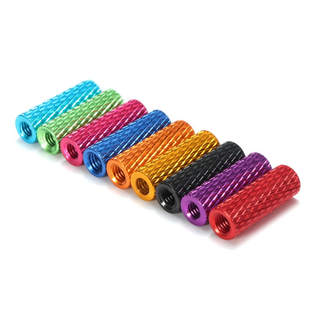 Suleve M3AS3 10Pcs M3 15mm Knurled Standoff Aluminum Alloy Anodized Spacer - Gold - Image 2