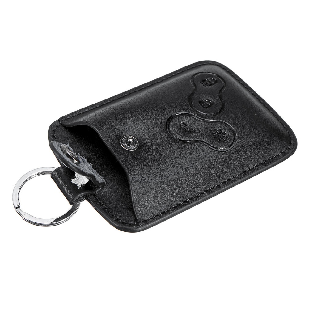 4 Button Leather Car Key Cover Case Holder Keychain For Renault Clio Scenic Megane - Image 2