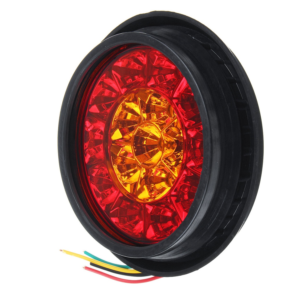 12V 16LED Turn Signal Light Brake Stop Tail Lamp Round For Truck Trailer Lorry - White+Yellow - Image 2