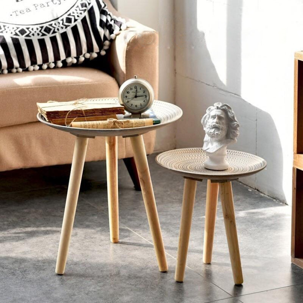 Mini Coffee Table Combined Decoration of Bedside Table for Home-L/M/S - Brown M - Image 2