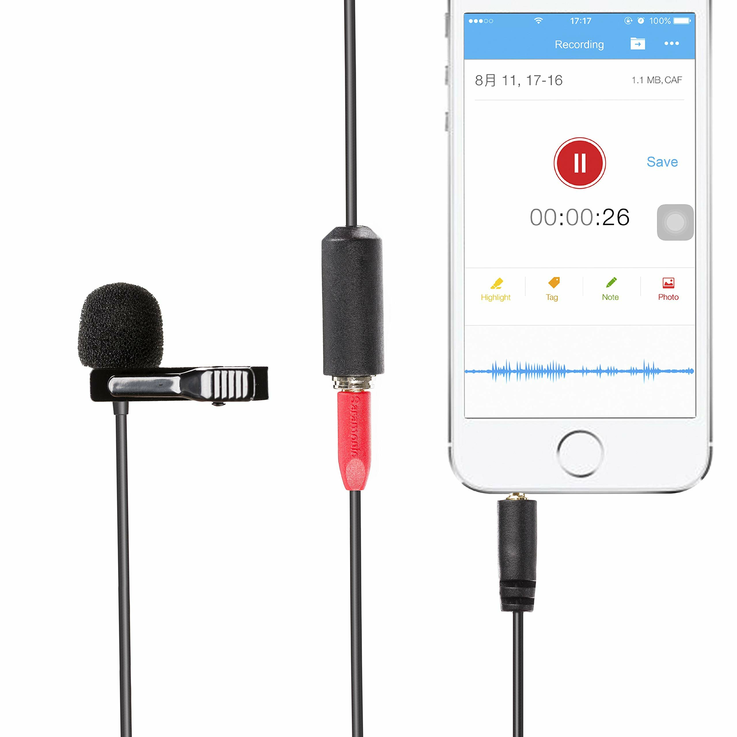 Saramonic SR-LMX1+ Omnidirectional Lavalier Clip-on Microphone for iOS & Smartphones