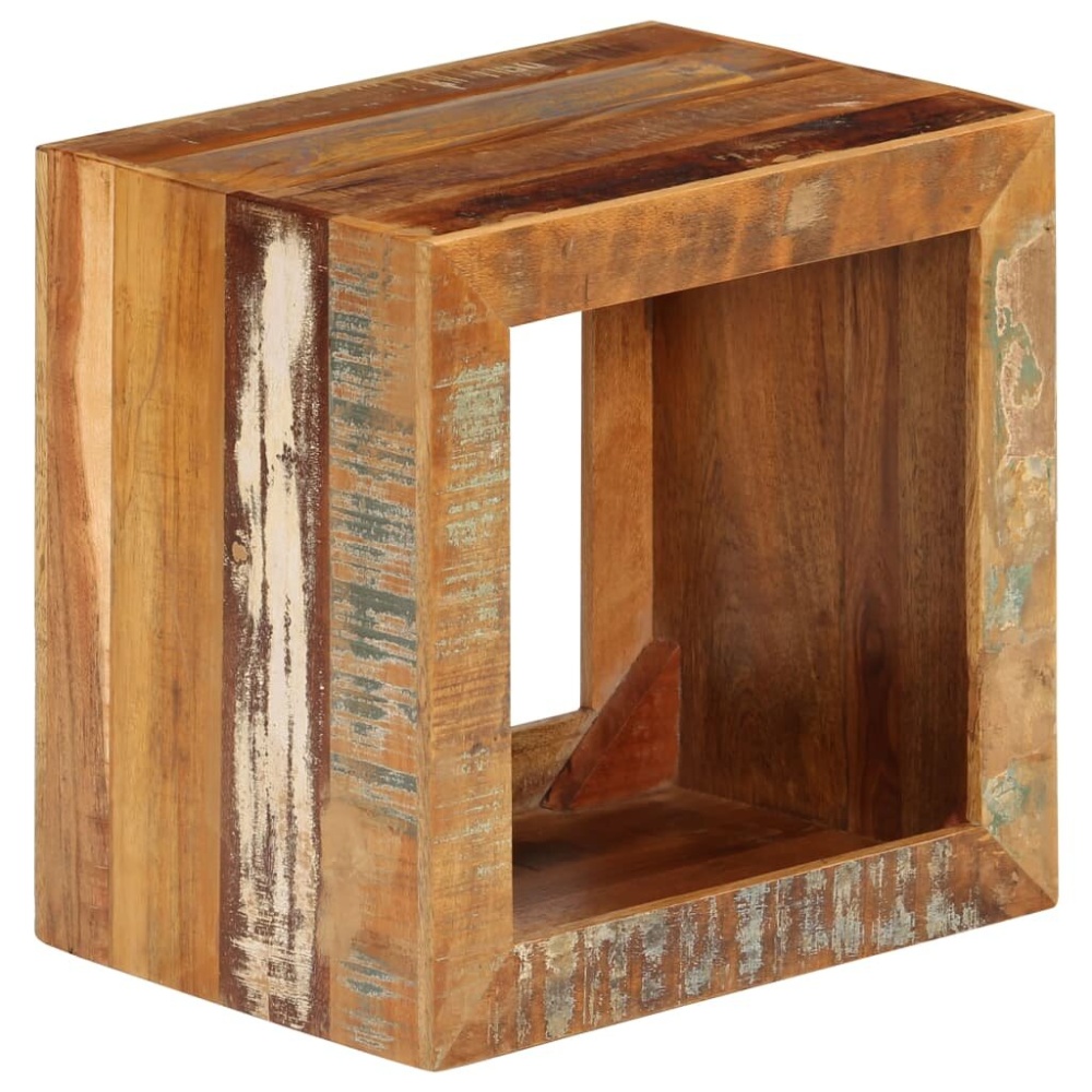 Stool 40x30x40 cm solid recycled wood - Image 2