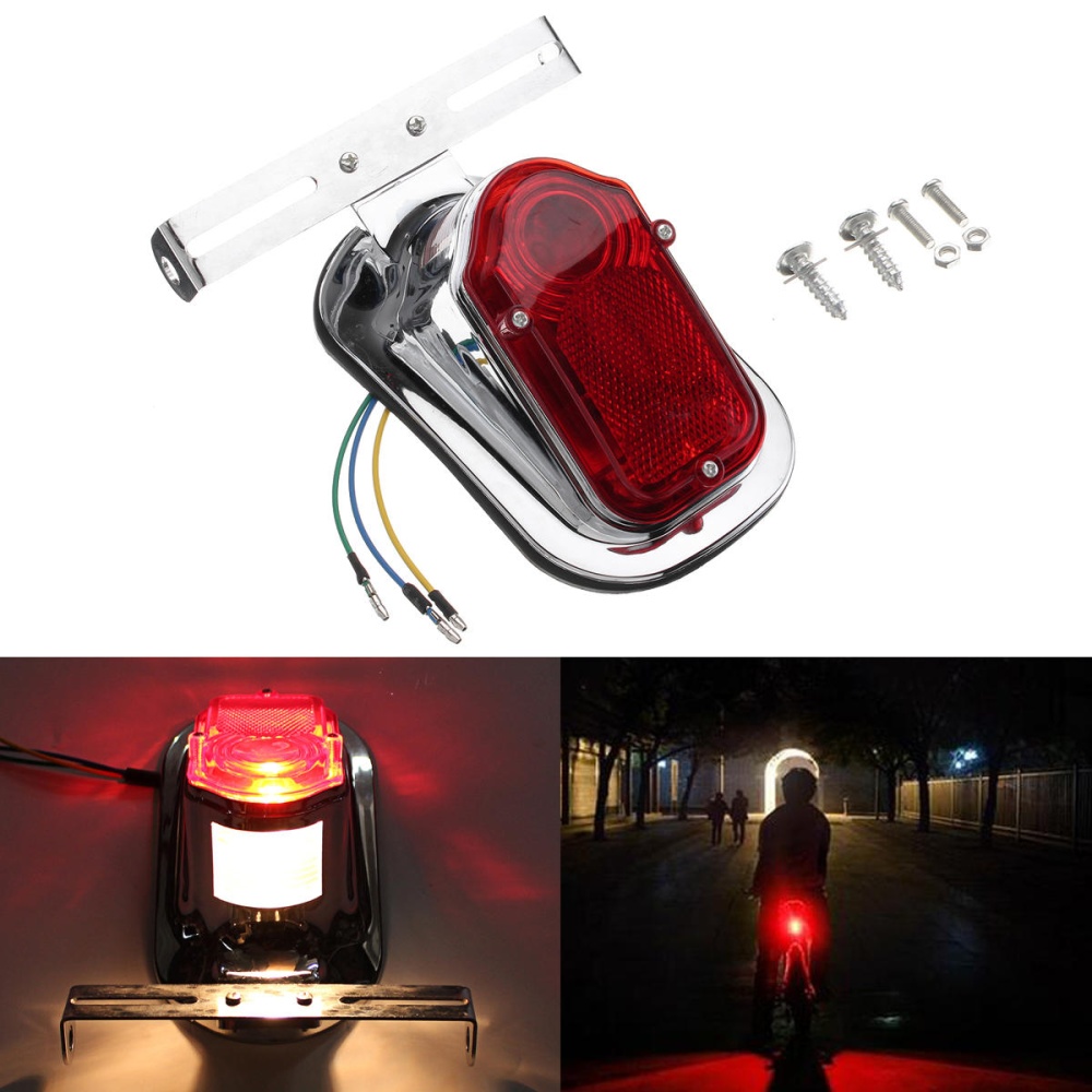 Motorcycle Rear Tail Lights Brake Stop Light Lamp License Plate Bracket For Chopper Cafe Race - Image 2