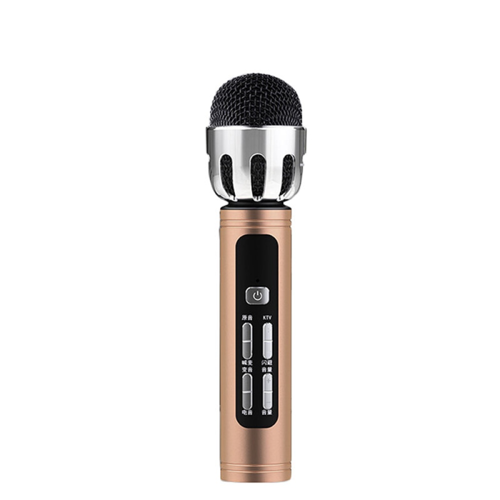 F6 Mobile PC Live Broadcast Singing Microphone bluetooth Wireless Karaoke Mic with Sound Card - Gold - Image 2