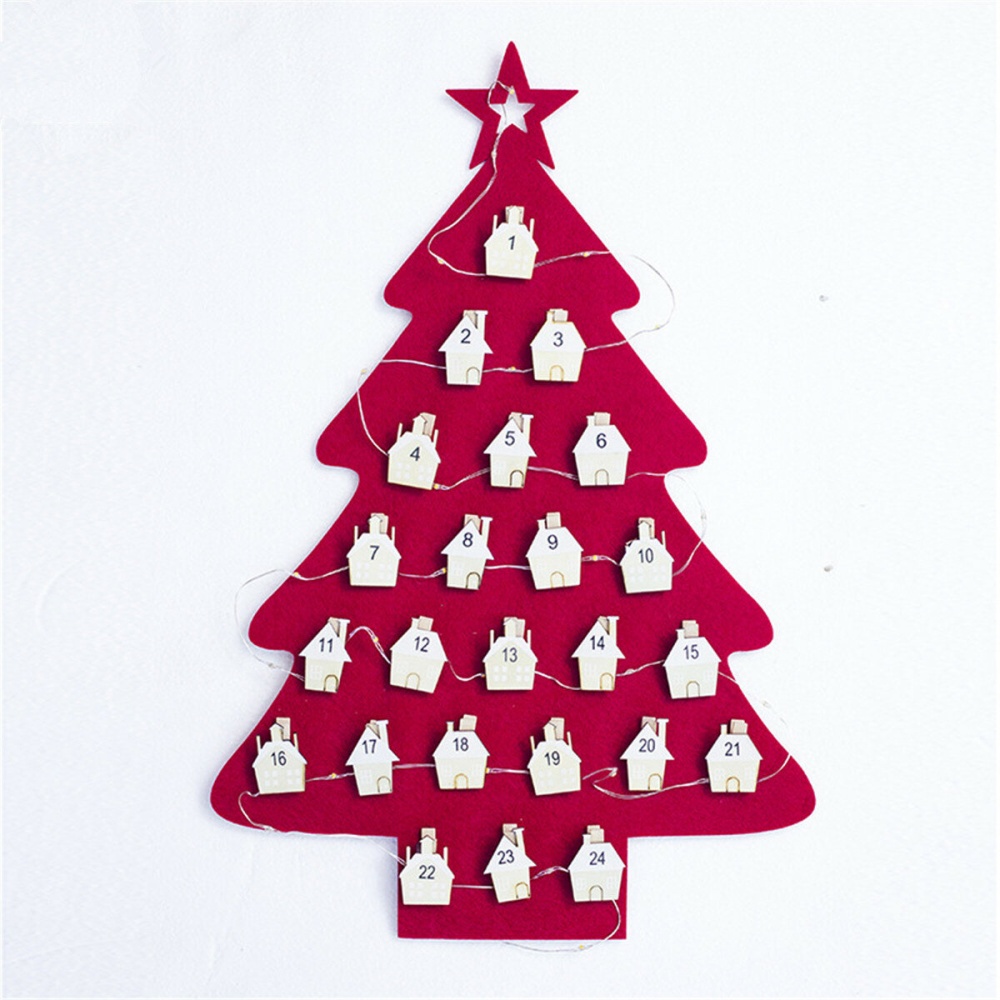 Decorations Santa Claus Calendar Tree Clips Pendant Hanging Decor - Red - Image 2