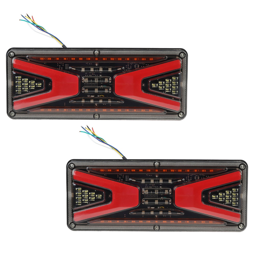 2PCS 24V Flowing Rear Tail Light Turn Signal Brake Reverse Lamp For Trailer Truck Lorry - 33cm - Image 2