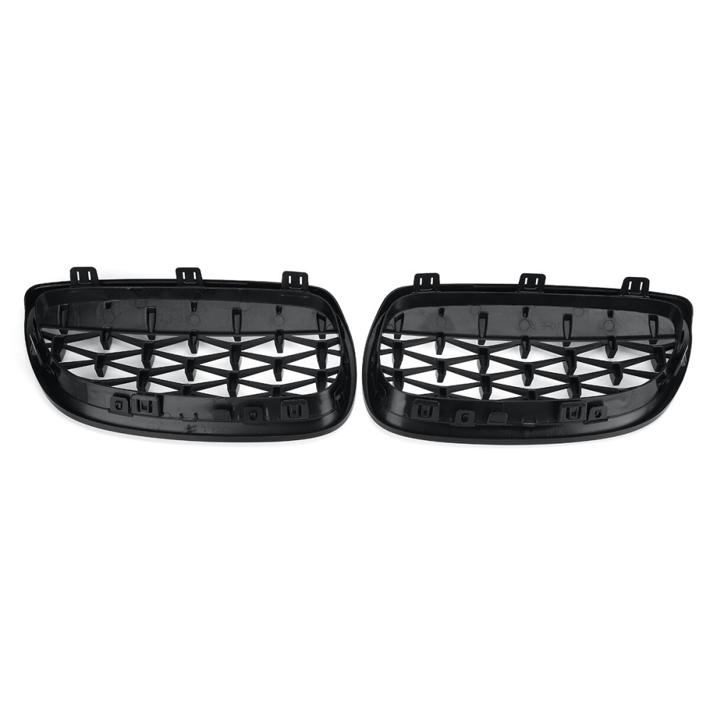 2PCS Front Grille Grill Black&Chrome Diamond Style For BMW 3 Series E90 E92 E93 - Image 2